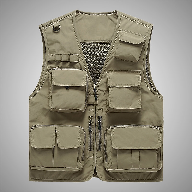 Men's Vest Gilet Fishing Vest Hiking Vest Sleeveless Vest Gilet Jacket Outdoor Street Holiday Daily Wear Streetwear Chic & Modern Summer Spring Pocket Polyester Breathable Quick Dry Pure Color Zipper