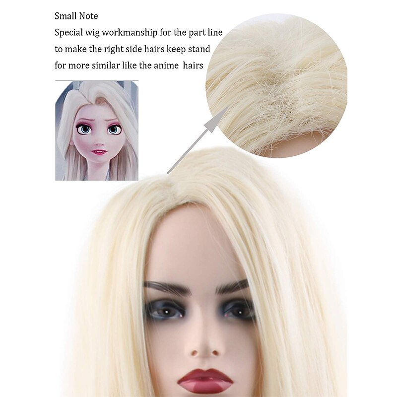 Elsa Long Blonde Curly  Wigs for Women  Cosplay Anime Party Halloween Wig3