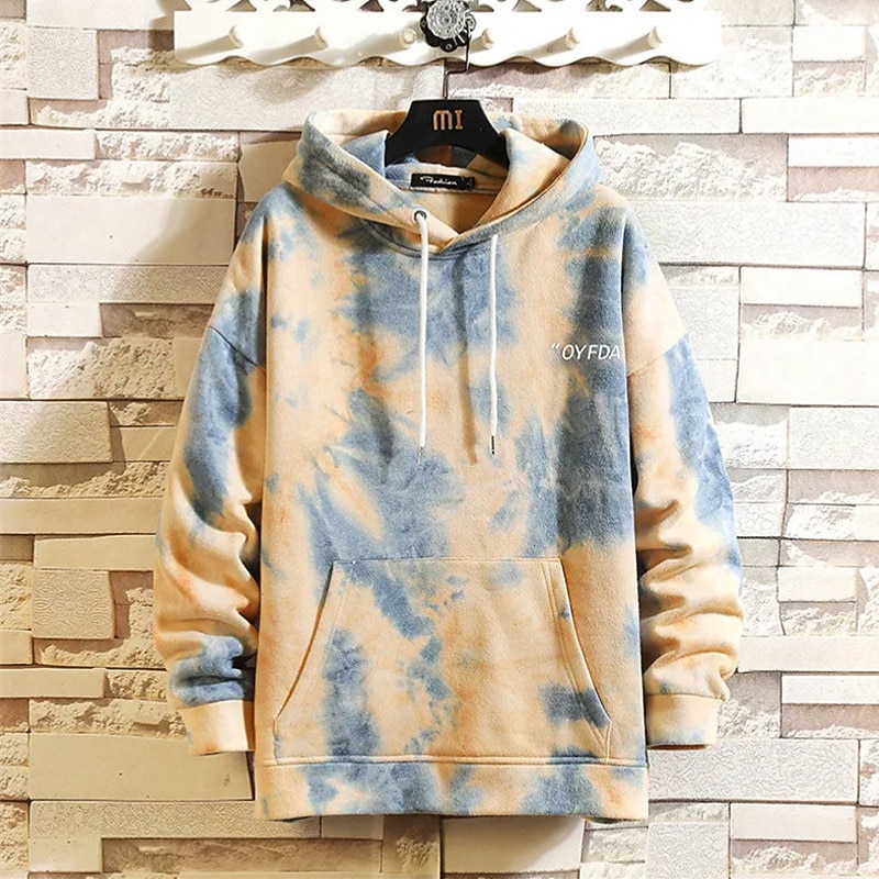 Men's Tie Dye Graphic Prints Hoodie Hoodies Sweatshirt Streetwear Designer Long Sleeve Hooded Daily Sports Red Orange Print Spring &  Fall Designer2