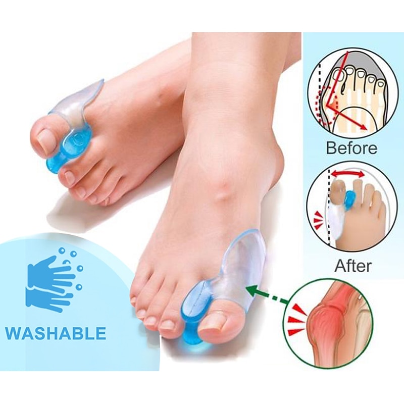 2 Pieces Big Toe Separator Bone Corrector Straightener Silicone Gel Foot Fingers Protector Bunion Adjuster Feet Massager