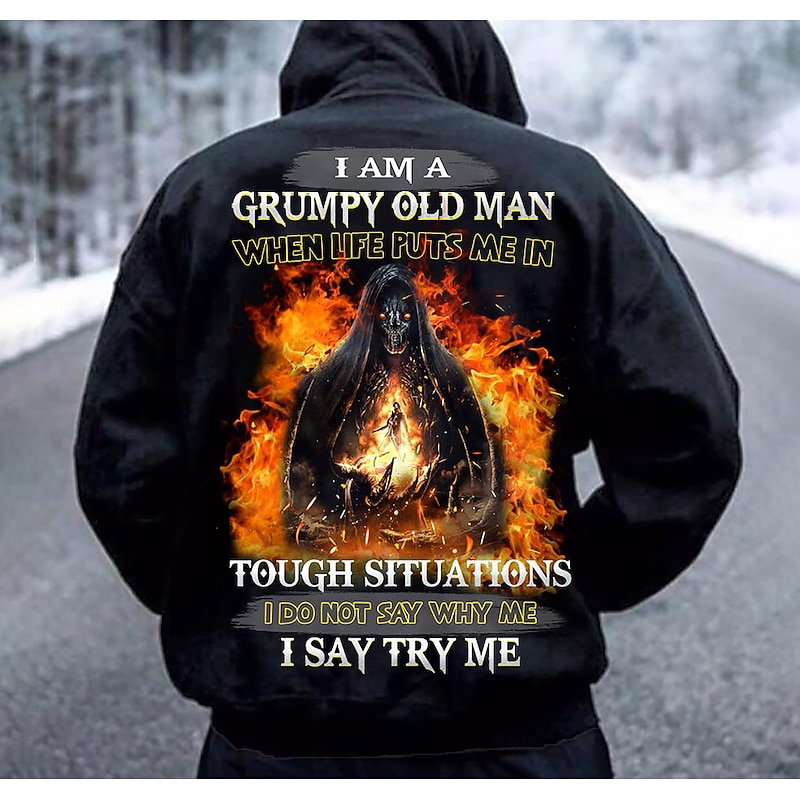 Men's Color Block Skull Graphic Prints Hoodie Hoodies Sweatshirt Streetwear Casual Long Sleeve Hooded Daily Sports Black Red Print Spring &  Fall Designer