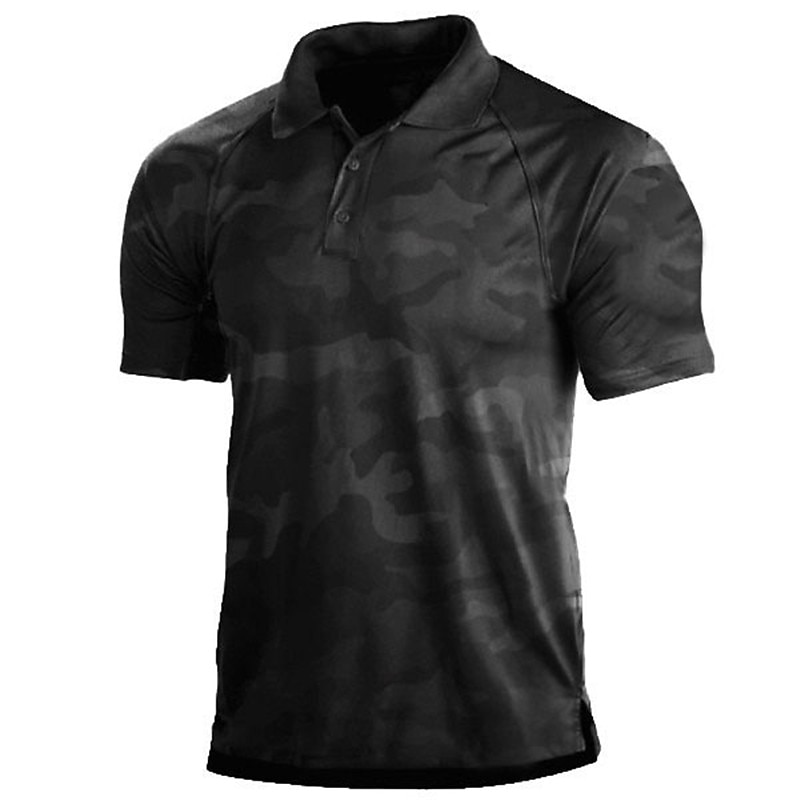 Men's Camouflage Camo / Camouflage Polo Shirts Golf Shirt Short Sleeve Shirt Turndown Outdoor Vacation 3D Print Army Green Navy Blue Green Khaki Gray Print Button-Down Clothing Apparel Fashion Casual