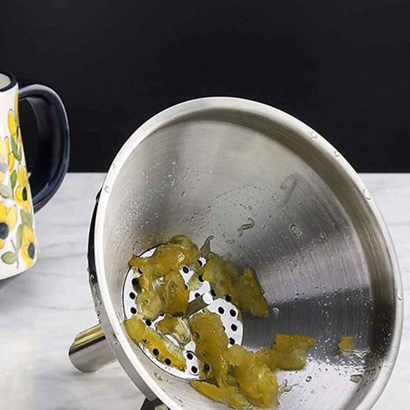 Kitchen Oil Liquid Funnel Stainless Steel Canning Funnel with Detachable Filter Wide Mouth Funnel Kitchen Specialty Tool2
