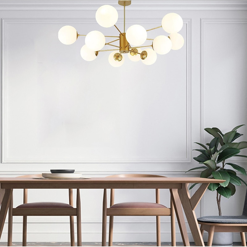 12 Heads Pendant Light Nordic Chandelier Sputnik Design Modern Gold Glass Shade Metal Painted Finishes 110-120V 220-240V3