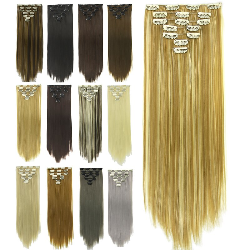 Yaki Straight Synthetic Hair 24 inch Hair Extension Clip In / On 1pc / pack Smooth Women's Girls'