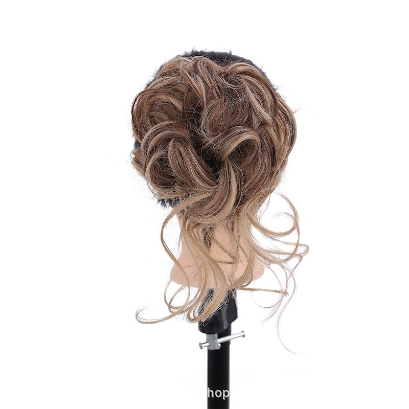 foreign trade chemical fiber synthetic lazy catch clip hair ring flower bud ball head girl natural fluffy long beard fashion wig4