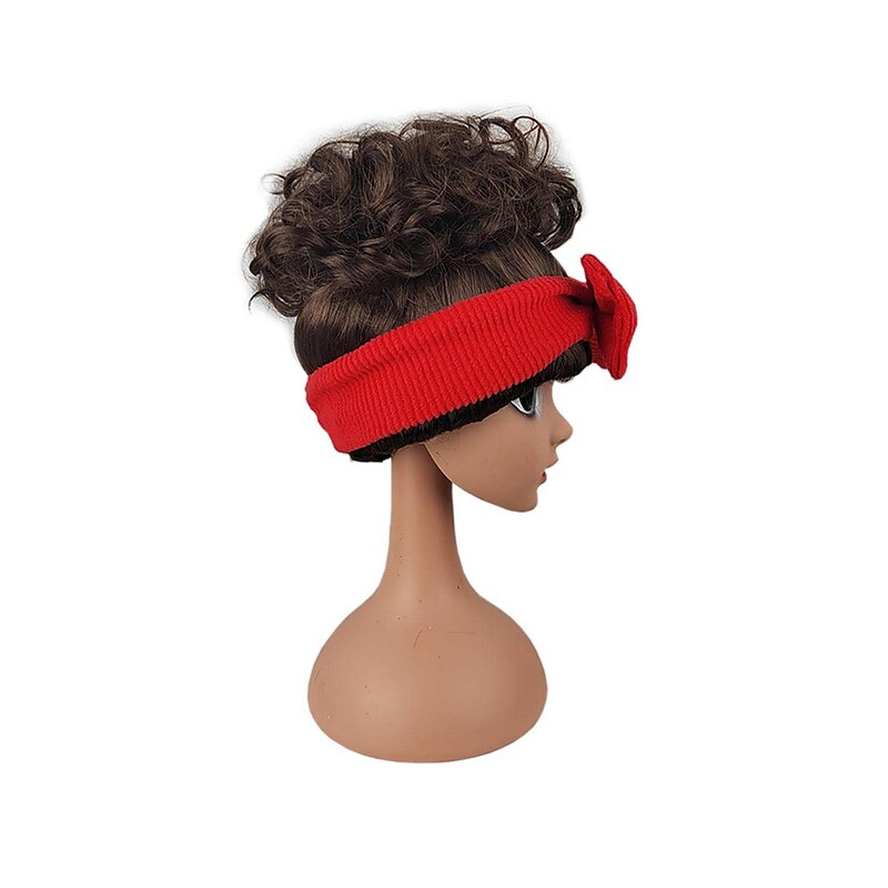 Encanto Adult Dolores Cosplay Wig Dolores Madrigal Hair Wig Band Red Bow   Dress Up Props for Womens Dolores Halloween Wigs3