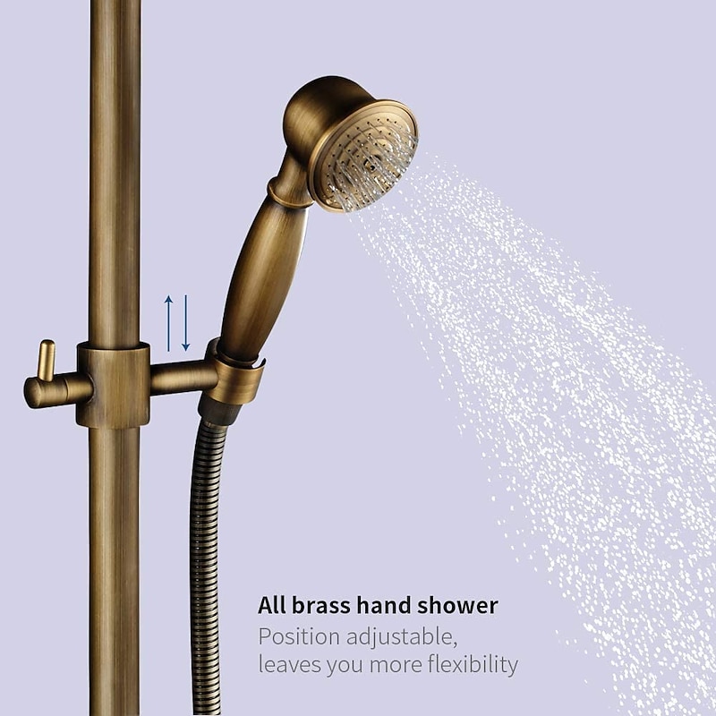 Shower Faucet,Shower System Set,Brass Single Handle Three Holes Rainfall Wall Mounted Shower System Ceramic Valve Bath Shower Mixer Taps with Hot and Cold Water Switch3
