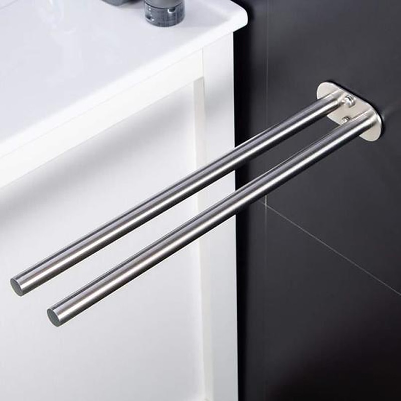 Double Arm Towel Holder 304 Stainless Steel Towel Bar Rail Wall Kitchen Hanger Shelf for Towels Bathroom Towel Rack3
