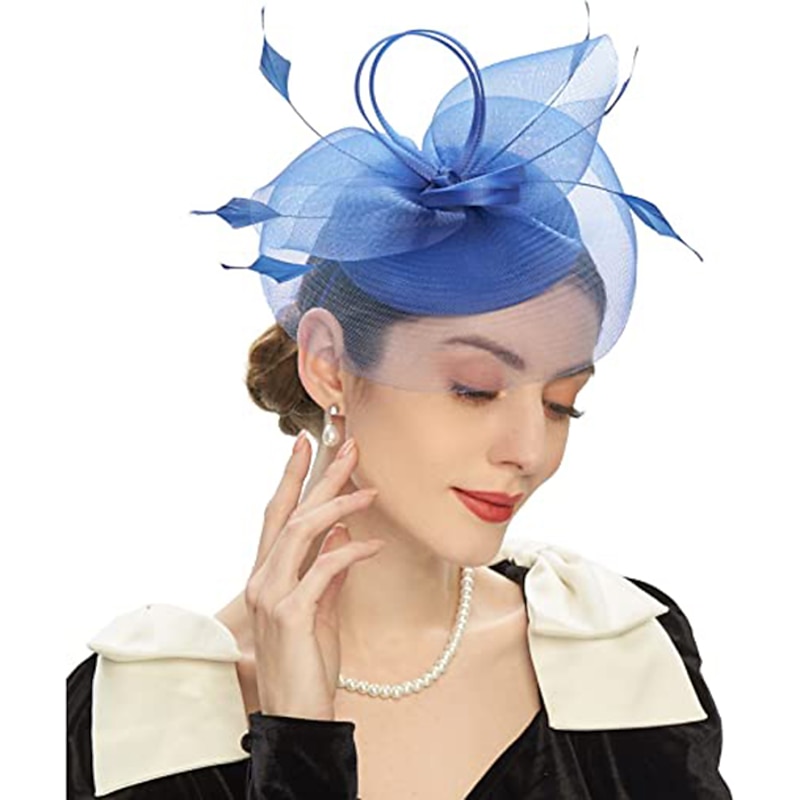 Fascinators Feathers Pillbox Hat Wedding Kentucky Derby Melbourne Cup Cocktail Royal Astcot Flower Elegant With Pure Color Headpiece Headwear