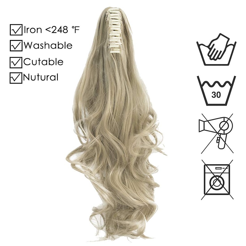 Clip In / On Ponytails Soft / Women / Synthetic Synthetic Hair Hair Piece Hair Extension Body Wave 22 inch Evening Party / Daily Wear / Vacation2