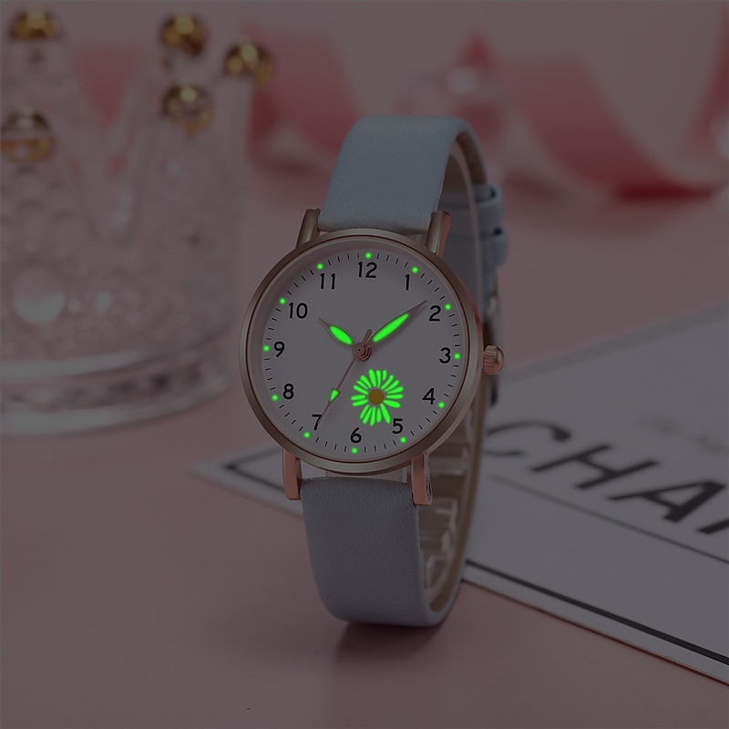 Women Quartz Watch Creative Luminous Leather Students Watch Girls Boys