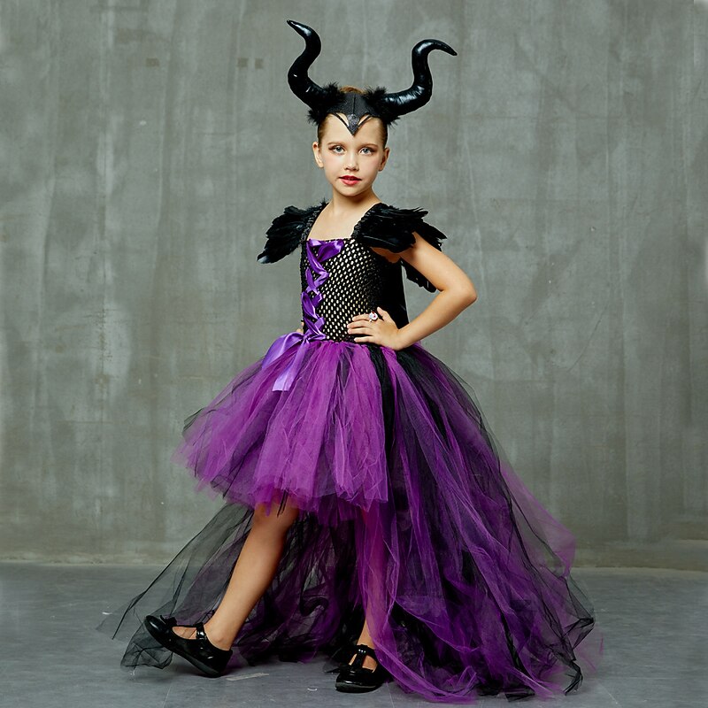 Witch Maleficent Outfits Tutu Walpurgis Night Princess Sweet Movie Cosplay for Girls' Kid's Masquerade2