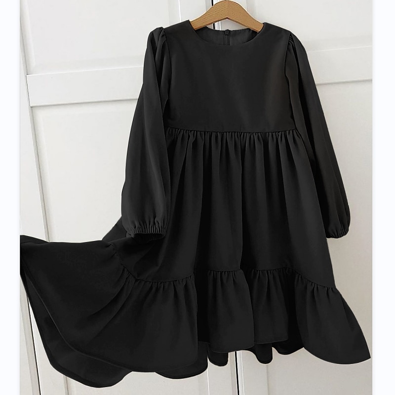 Kids Girls' Dress Solid Colored Long Sleeve Vacation Daily Princess Sweet Velvet Asymmetrical A Line Dress Fall Winter 2-8 Years Pink Red Royal Blue3