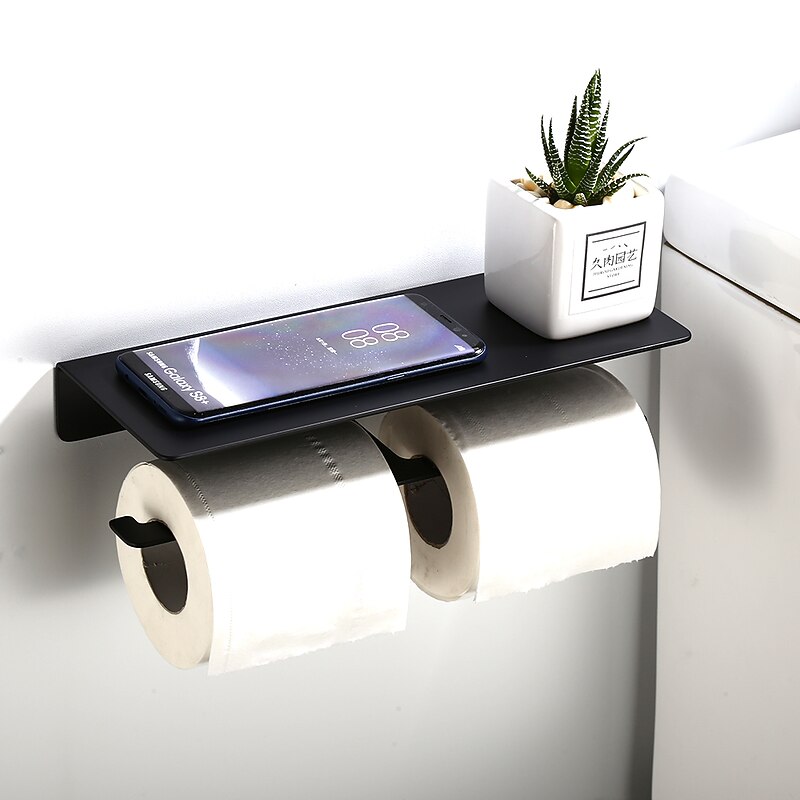 Multi Functional Paper Towel Holder, Bilateral Toilet Paper Holder, Space Aluminum Black, Matt