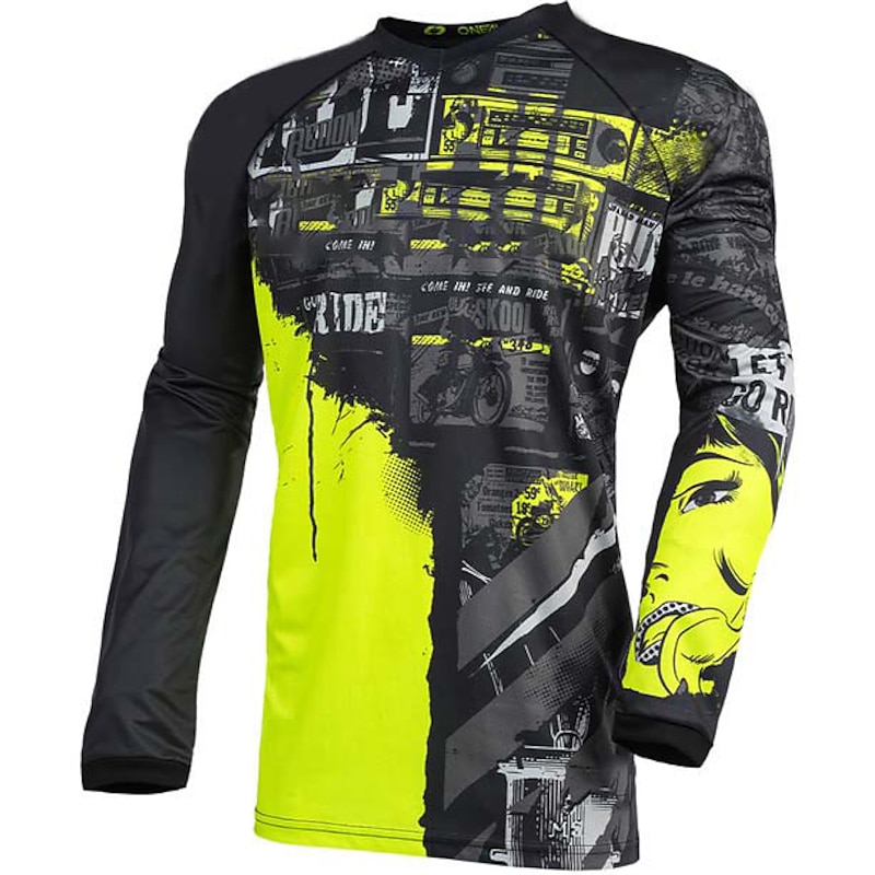 Men's Downhill Jersey Color Block Funny Long Sleeve Bike Jersey Top with 3 Rear Pockets Mountain Bike MTB Road Bike Cycling Quick Dry Soft Comfortable Moisture Wicking Sports Black Yellow Red2