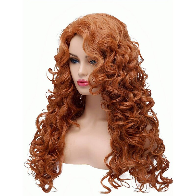 Long Fox Red Hair Curly Wavy Full Head  Wigs for Women Cosplay  Party Hairpiece Halloween Wigs3