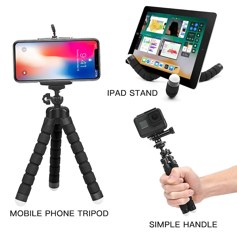 Octopus Leg Style Tripod Flexible Portable Adjustable Slip Resistant Phone Holder Mini Support with Clip for Desk Selfies Vlogging Live Streaming Compatible with Cellphone Smartphone Accessory2