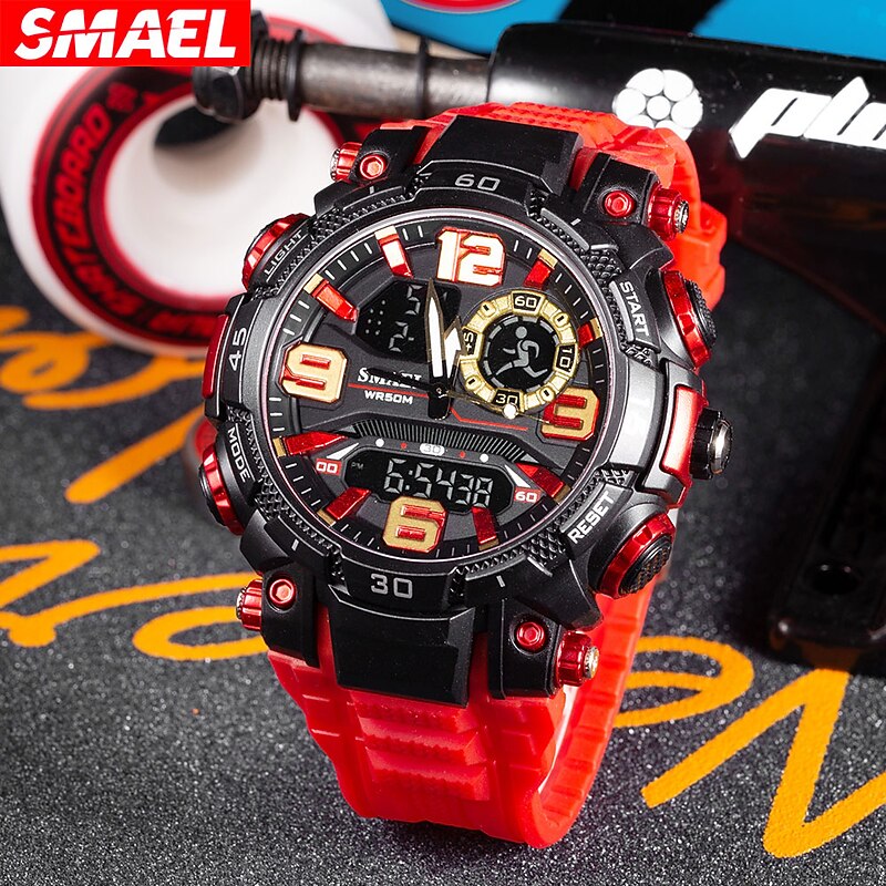 SMAEL  Military Wrist Watches For Men SMAEL Brand 1921 Dual Time Zone Waterproof 50M Stopwatch Sport Watches