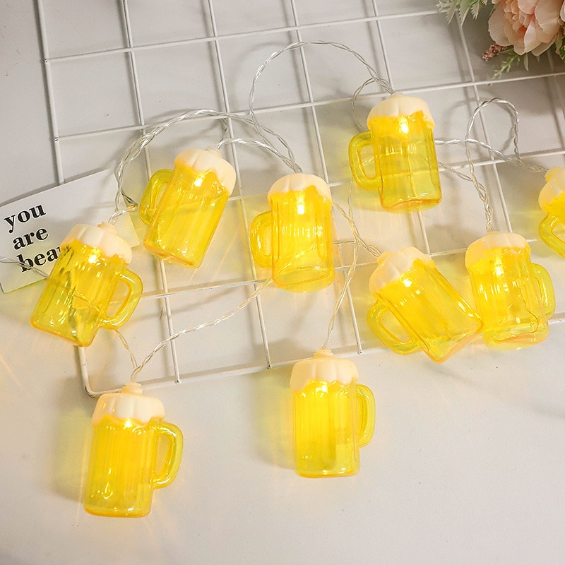 LED Beer Mug String Lights Fairy Garden Bedroom Garland Lamp Chain Valentine Living Room Balcony Bistro Party Outdoor Decor3