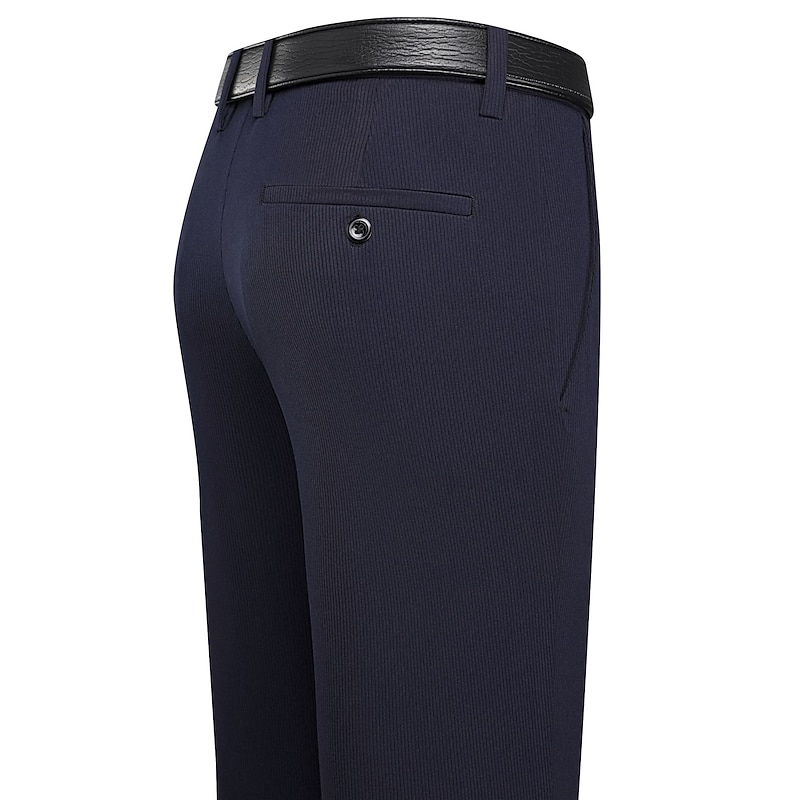 Men's Dress Pants Corduroy Pants Trousers Suit Pants Pocket Plain Comfort Breathable Wedding Business Casual Fashion Classic Black Navy Blue Stretchy4