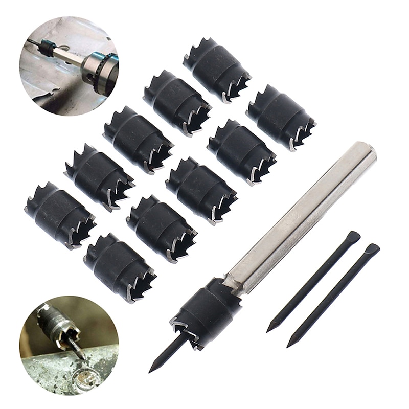 1pc/13pcs Spot Weld Drill Bit Cutter Double Side Carbide Tipped Stainless Metal Hole Drill Center Drill Bit 3/8''5/16''
