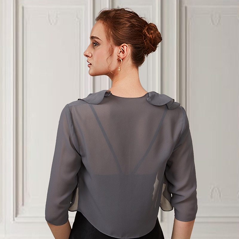 Half Sleeve Shrugs Chiffon Wedding / Party / Evening Women's Wrap With Cascading Ruffles/Wedding Guest dress to impress2