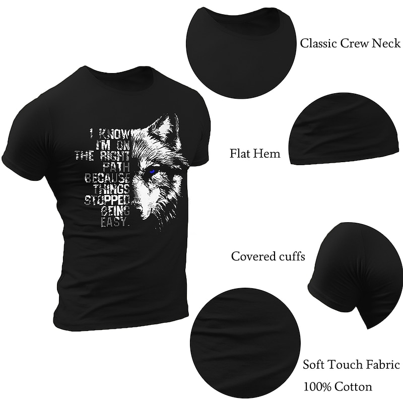Men's Animal Wolf Letter T Shirt Casual Style 100% Cotton Short Sleeve Graphic Shirt Heather Gray Black Army Green Comfortable Tee Casual Fashion Designer Clothing4