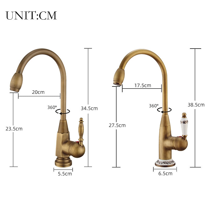 Bathroom Sink Faucet - FaucetSet / Widespread Antique Brass Centerset Single Handle One HoleBath Taps2