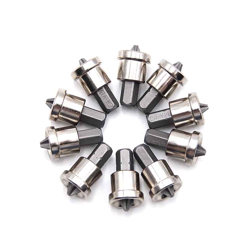10pcs25mm/Set Magnetic Positioning Screwdriver Bits Head Woodworking Screw Hex Shank Positioning Bit batch Head 15