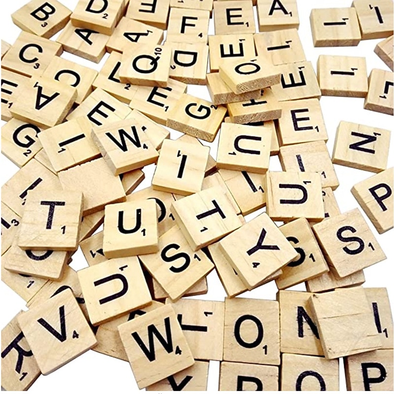 Block 26 English Letter DIY Word Recognition Wooden Chip 100 Pieces/Pack