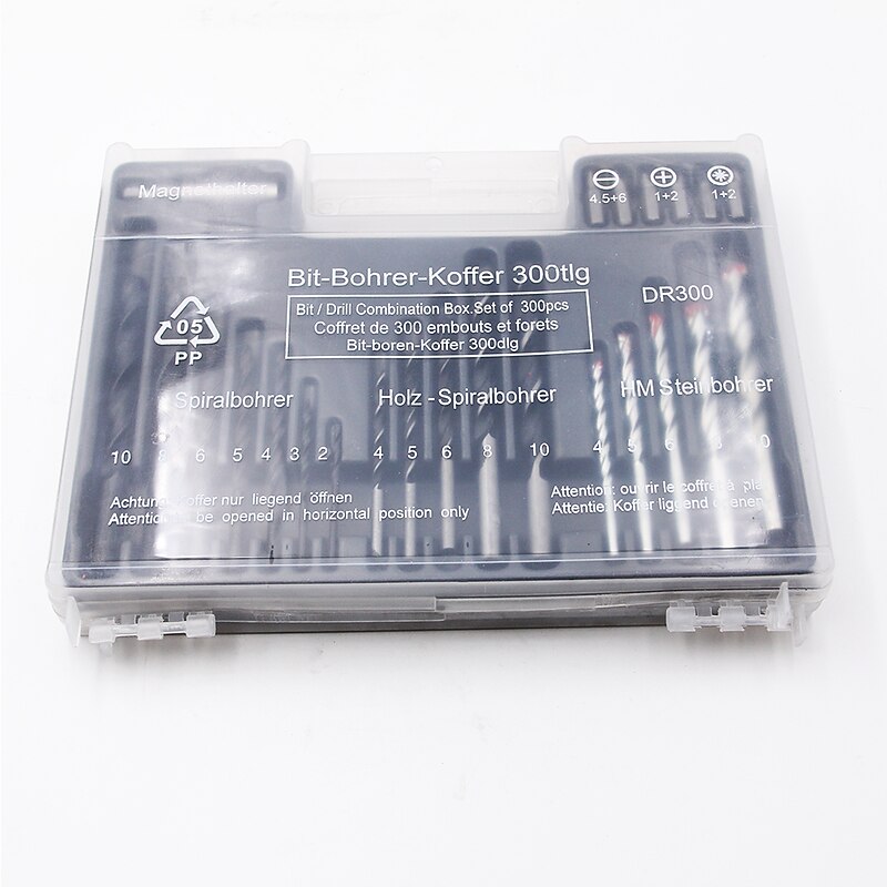 300PCS Multi-function Drill Bit Set Tool Handle Twist Drill Wall Opening Construction Drill Three-pointed Woodworking Drill2
