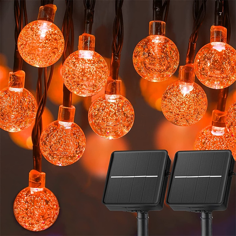 2 Pack Crystal Globe Solar String Lights, 10m 100LEDs & 6m 60LEDs Fairy Lights Waterproof Outdoor Christmas Garden Window Party Decoration2
