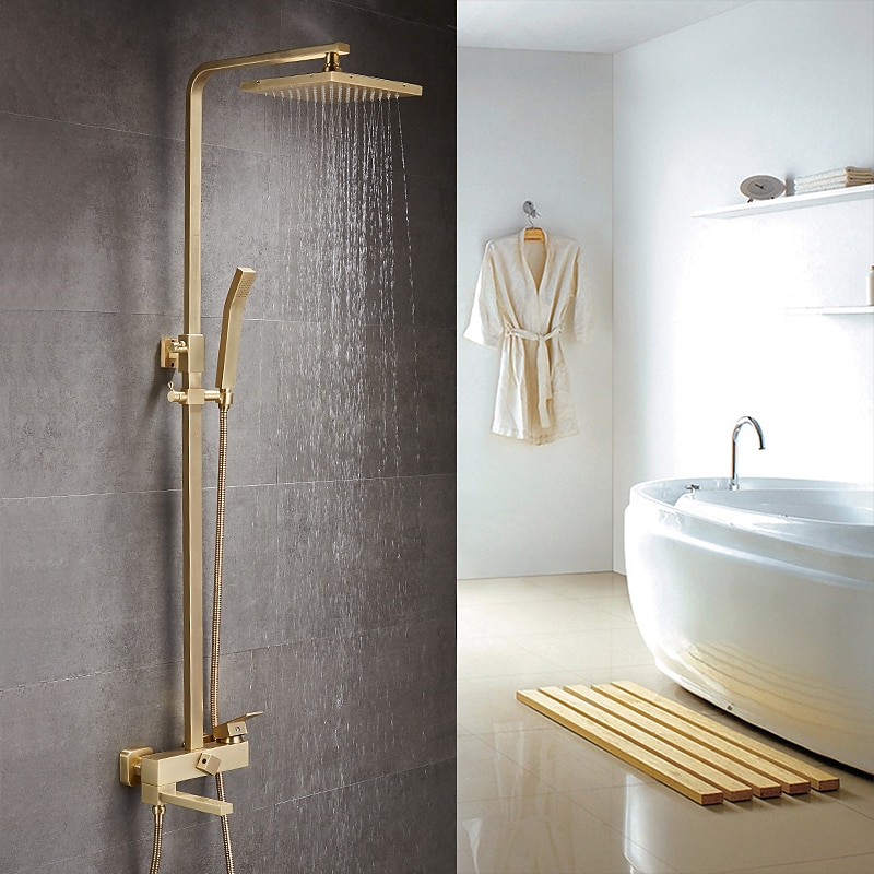 Shower Faucet,Shower System Rainfall Shower Head System Body Jet Massage Set Handshower Included Sound Shower Head Rainfall Shower Antique Vintage Style Nickel Brushed Electroplated4