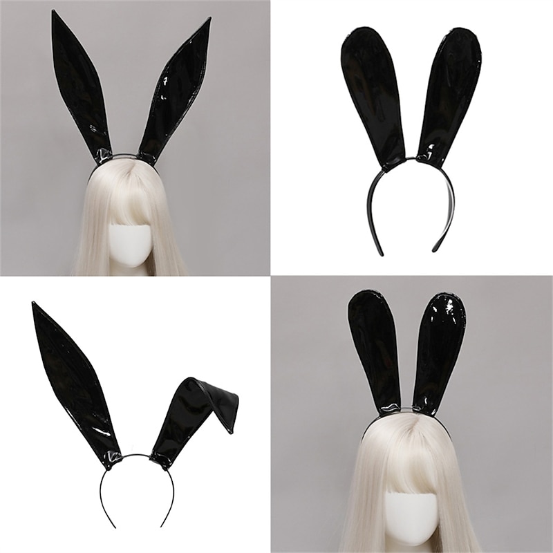 Leather Rabbit Ears Headband Handmade Sexy Bunny Ears Hairband Easter Halloween Cosplay Props Theme Hair Accessories2