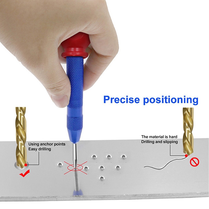 1PC Automatic Center Punch Center Hole Punch Machinists Carpenters Tool Wood Press Dent Marker Woodwork Tool Drill Bit2