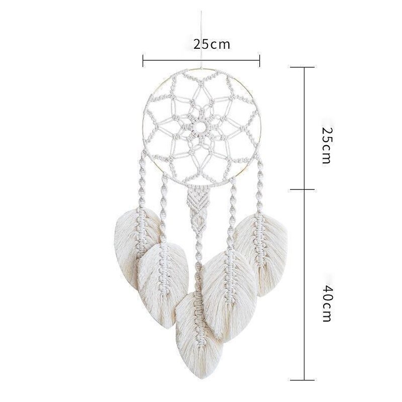 hand-woven dream catcher tapestry cotton rope diy material bag bedroom bedside wall hanging feather homestay soft decoration2