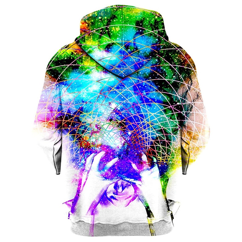 Men's Galaxy Graphic Prints Hoodie Hoodies Sweatshirt Streetwear Basic Long Sleeve Hooded Sports & Outdoor Daily Sports Rainbow Zipper Print Spring &  Fall Designer2