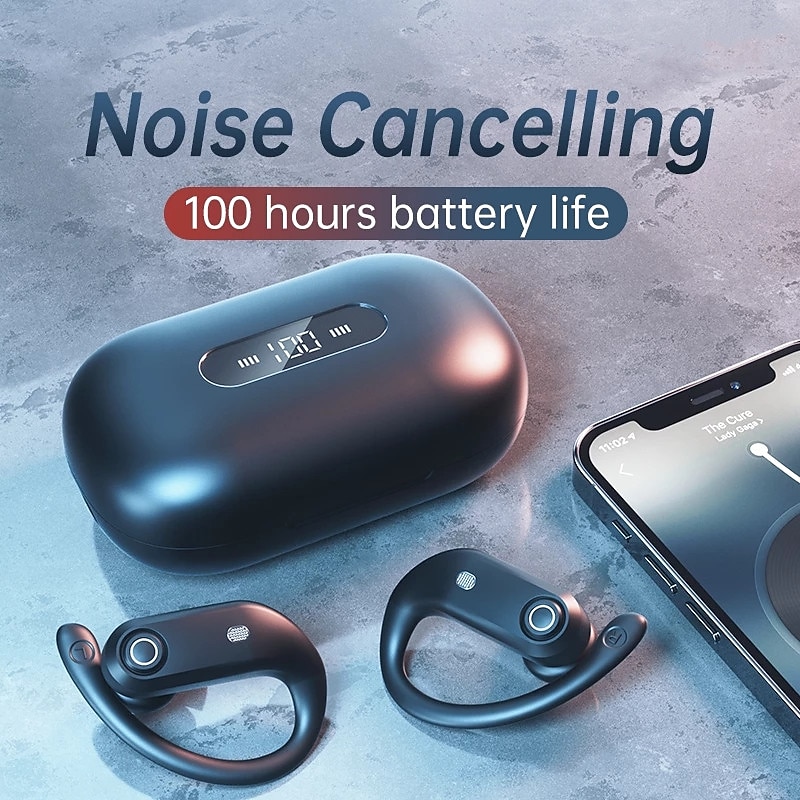 Bluetooth Headphones 4 Mic Clear Calls 100 Hours Playtime with 2200 mAh Wireless Charging Case Stador Wireless Earbuds Sweatproof Waterproof Earmuffs for Sports Running Workout Games