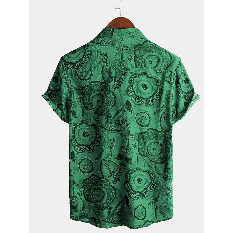 Men's Fish Shirt Boho Shirt Button Up Shirt Short Sleeve Designer Basic Boho Daily Beach Classic Collar Print Red Blue Brown Green4