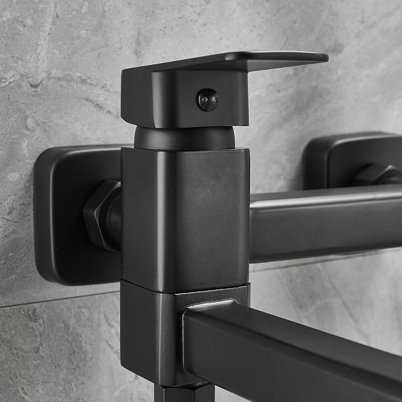 Bathtub Faucet Dual Spout Wall Mounted, Bath Tub Filler Mixer Brass Tap with Heldhand Showerhand, Ceramic Valve Single Handle Control3