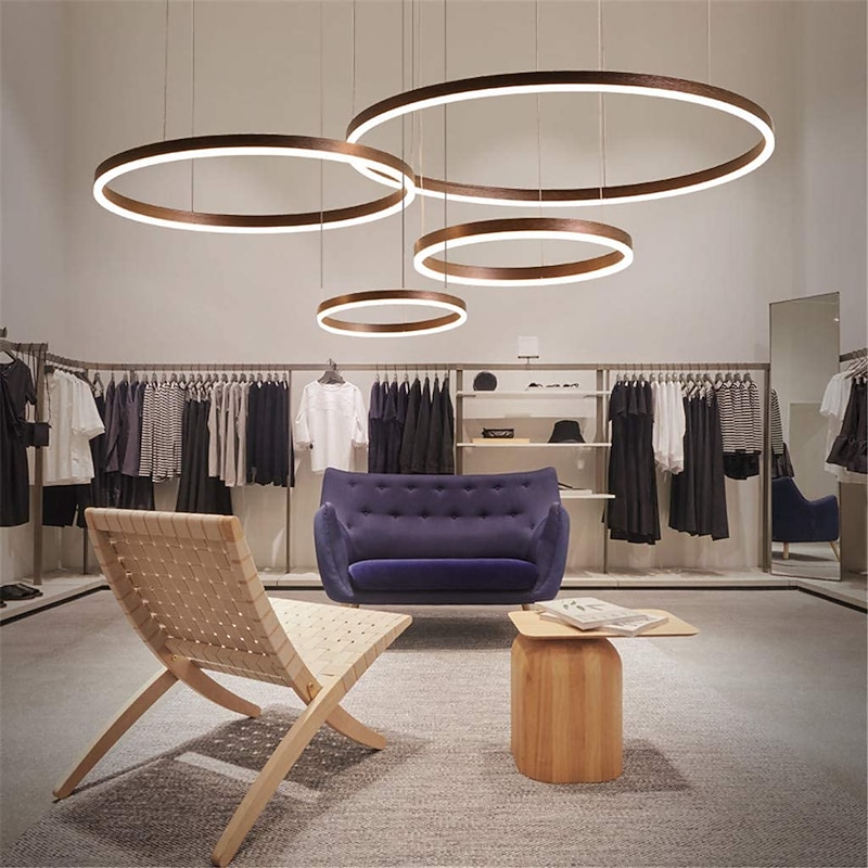 4-Lights LED 110W Ring Circle Chandelier LED Modern Pendant Lights Gold Coffee for Living Room Bar Room Office 4 Layers Dimmable with Remote Control ONLY DIMMABLE WITH REMOTE CONTROL4