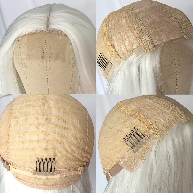 Long Loose Wave Hair White Color Wigs Glueless Heat Resistant Fiber Hair Synthetic Wigs for Fashion Women Natural Hair Line Christmas Party Wigs3