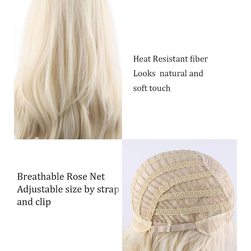 Elsa Long Blonde Curly  Wigs for Women  Cosplay Anime Party Halloween Wig4