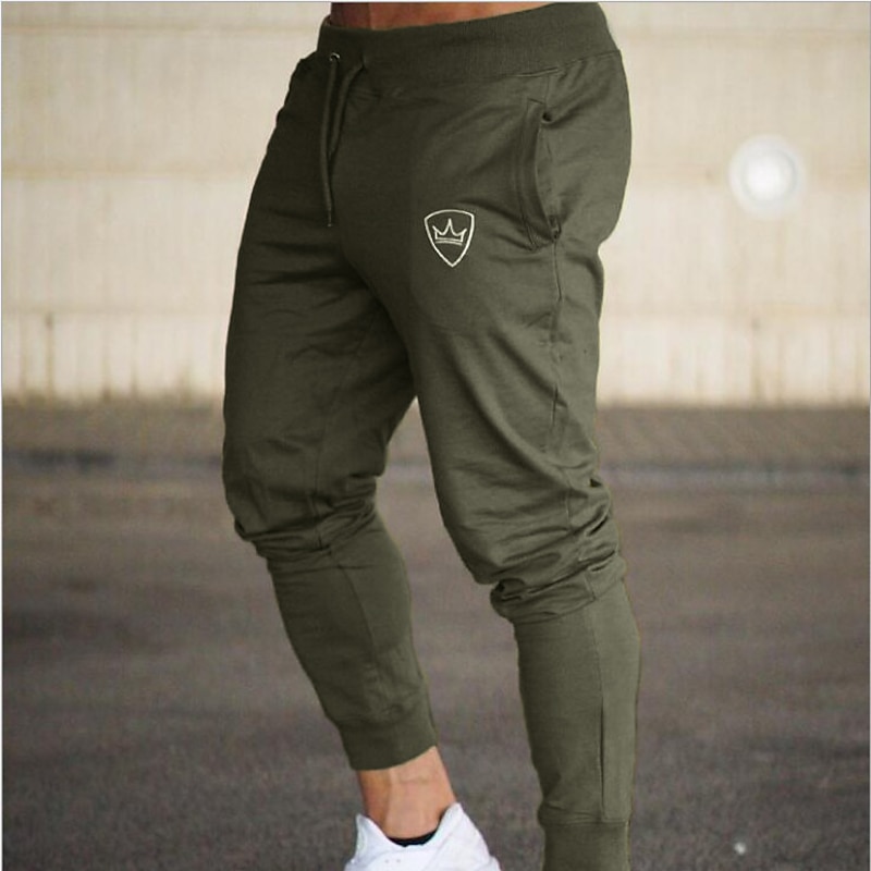 Men's Sweatpants Joggers Trousers Track Pants Drawstring Elastic Waist Geometric Pattern Sports Outdoor Athleisure ArmyGreen Black4