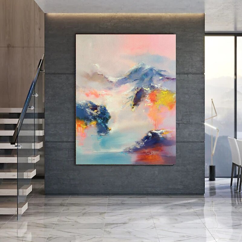 Handmade Oil Painting Canvas Wall Art Decorative Abstract Knife Painting Landscape Yellow For Home Decor Rolled Frameless Unstretched Painting4