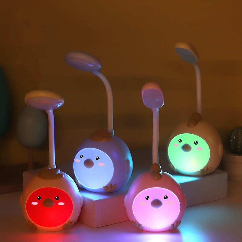 Cute LED Table Lamp Mini Fashion Cartoon Chick Eye Protection Learning Cute Girl Heart Student Dormitory Bedroom USB Rechargeable Reading Table Lamp Night Light Children's Gift2