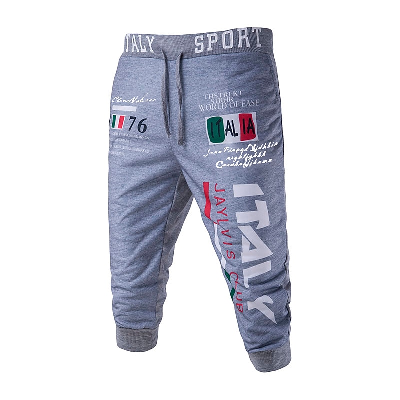 Men's Athletic Pants Sweatpants Capri Pants Drawstring Print Letter Sports Outdoor Weekend Streetwear Stylish Black White Micro-elastic2
