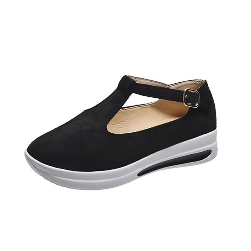 Women's Platform T-Strap Sneakers – Casual Black and White Mary Jane Shoes with Thick Sole for Walking & Everyday Wear2