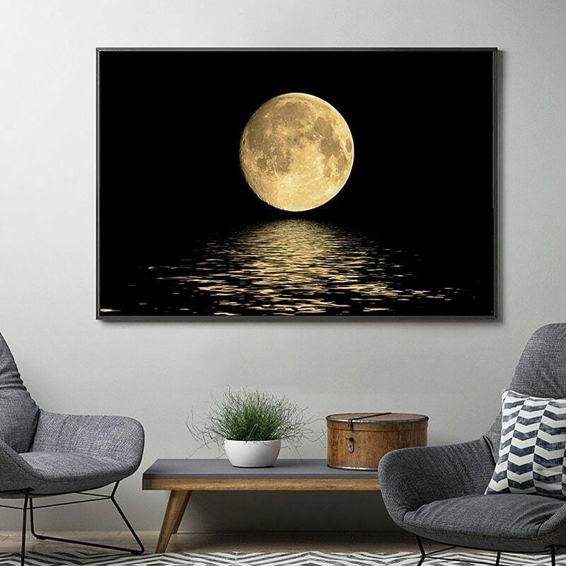Landscape Prints Posters/Picture Black and White Moon Wall Art Wall Hanging Gift Home Decoration Rolled Canvas No Frame Unframed Unstretched Multiple Size4